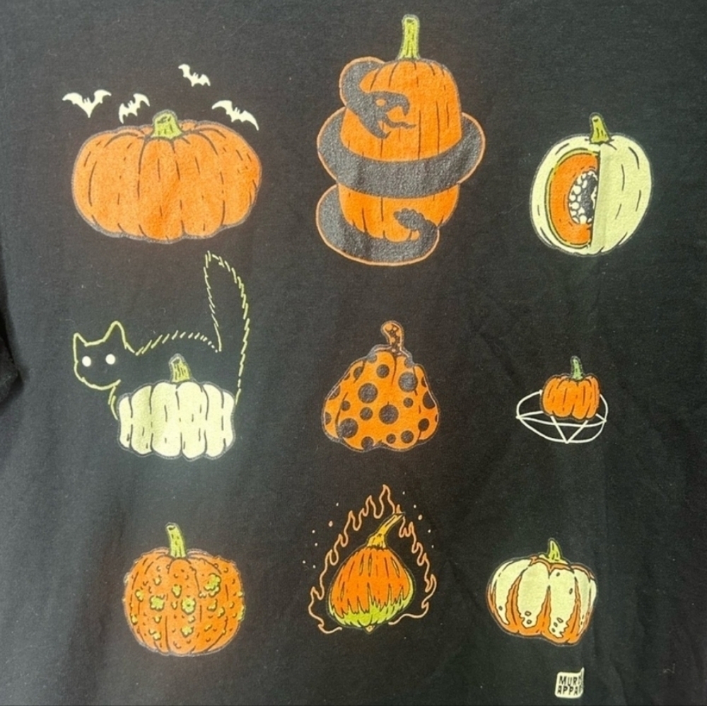 Murder Apparel Nine Pumpkins Black Halloween Spooky T-shirt, Size Small. NWT - Picture 4 of 6